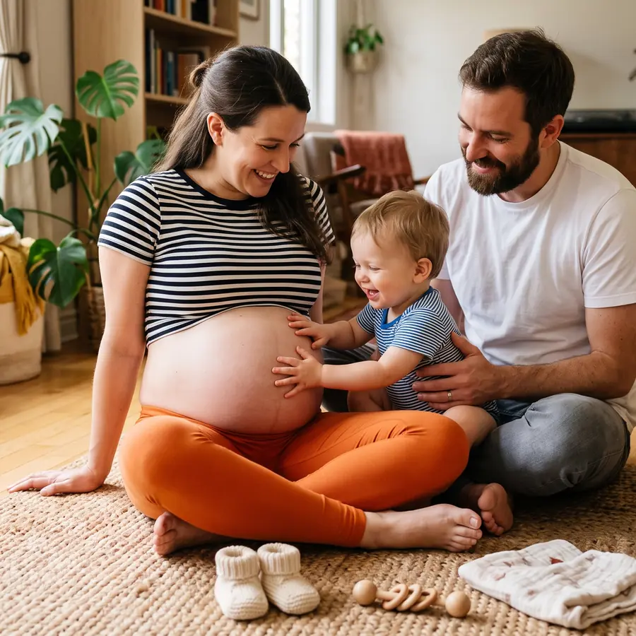 Viitoare mamă alături de familia sa